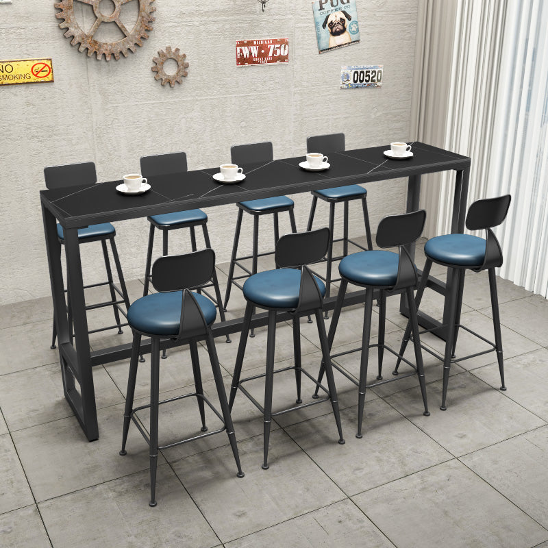 Black Bar Dining Table Sintered Stone Bar Height Cocktail Table with Metal Base