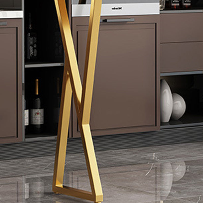 Modern Sintered Stone Bar Table Gold and Metal Base Dining Table