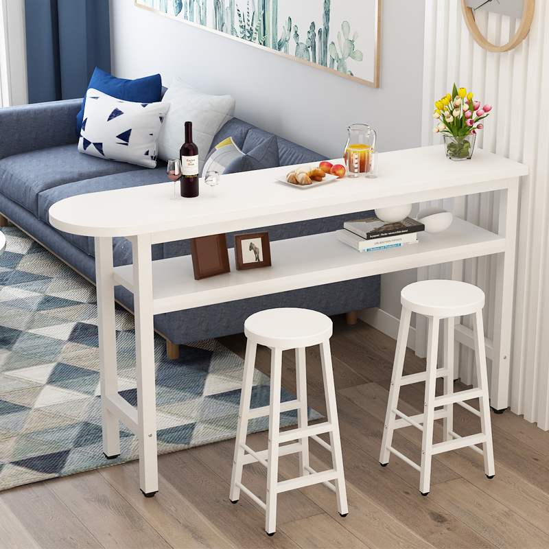 Artificial Wood Bar Dining Table Modern Counter-height Pub Table with Shelf