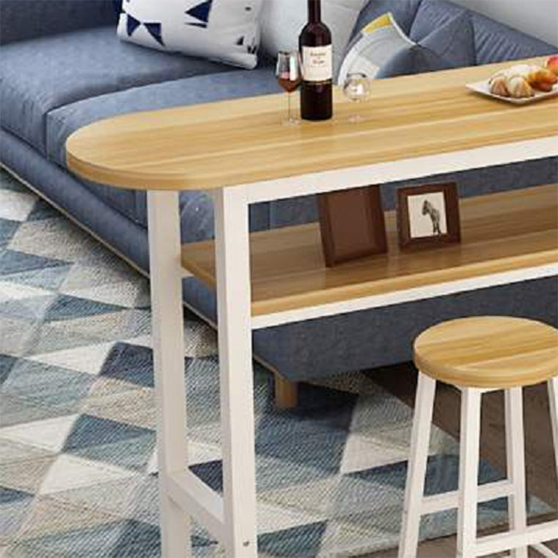 Artificial Wood Bar Dining Table Modern Counter-height Pub Table with Shelf