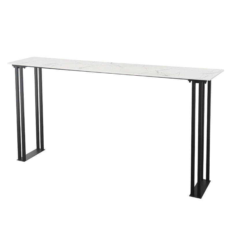 Industrial Style Bar Table Faux Marble Rectangle Bistro Bar Desk with Sled Base