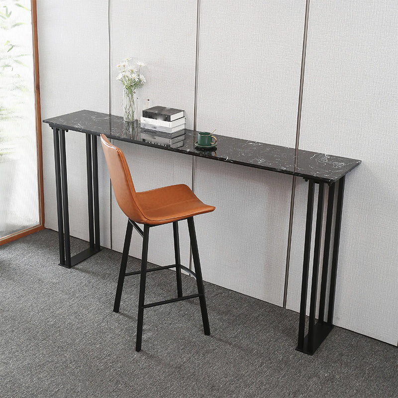 Industrial Style Bar Table Faux Marble Rectangle Bistro Bar Desk with Sled Base