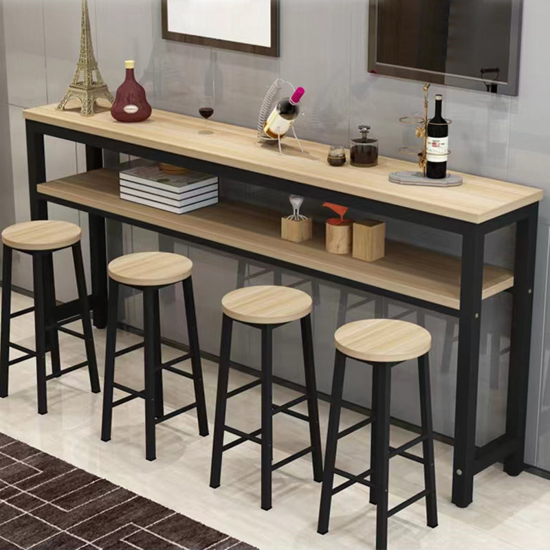 Metal and Wood Rectangular Table Modern Minimalist Home Bar Table