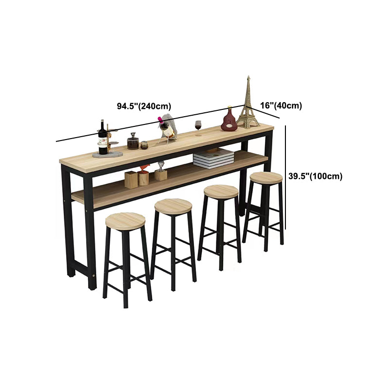 Metal and Wood Rectangular Table Modern Minimalist Home Bar Table