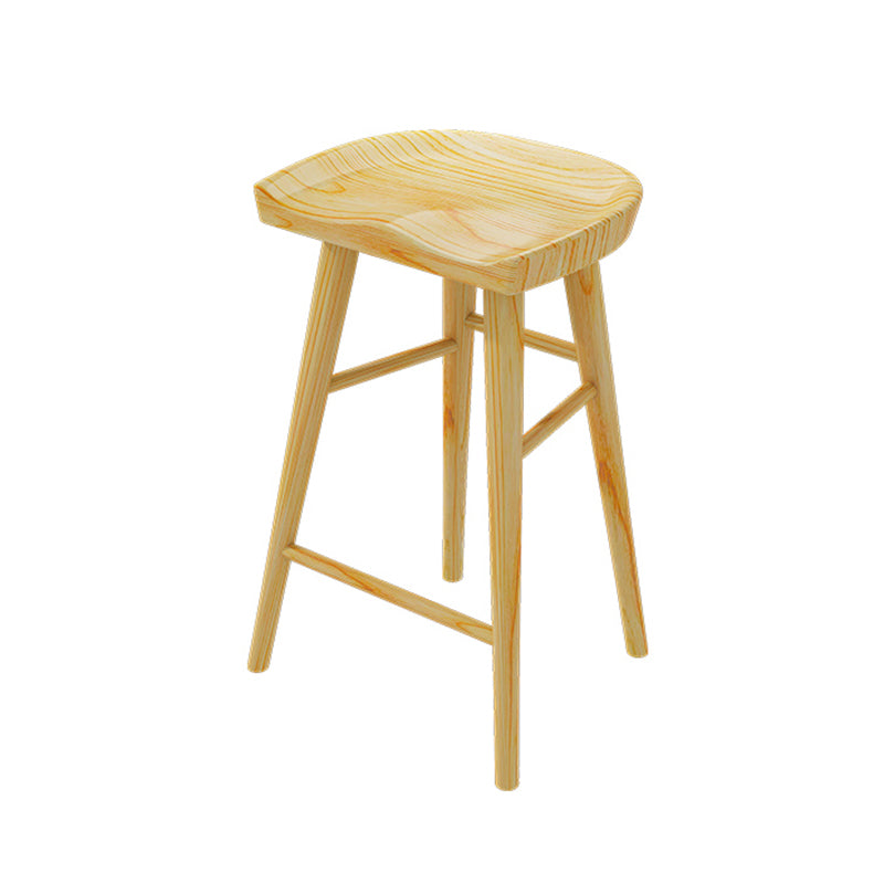Solid Wood Backless Bar Chair Modern Indoor Bar Stool with Wooden Legs