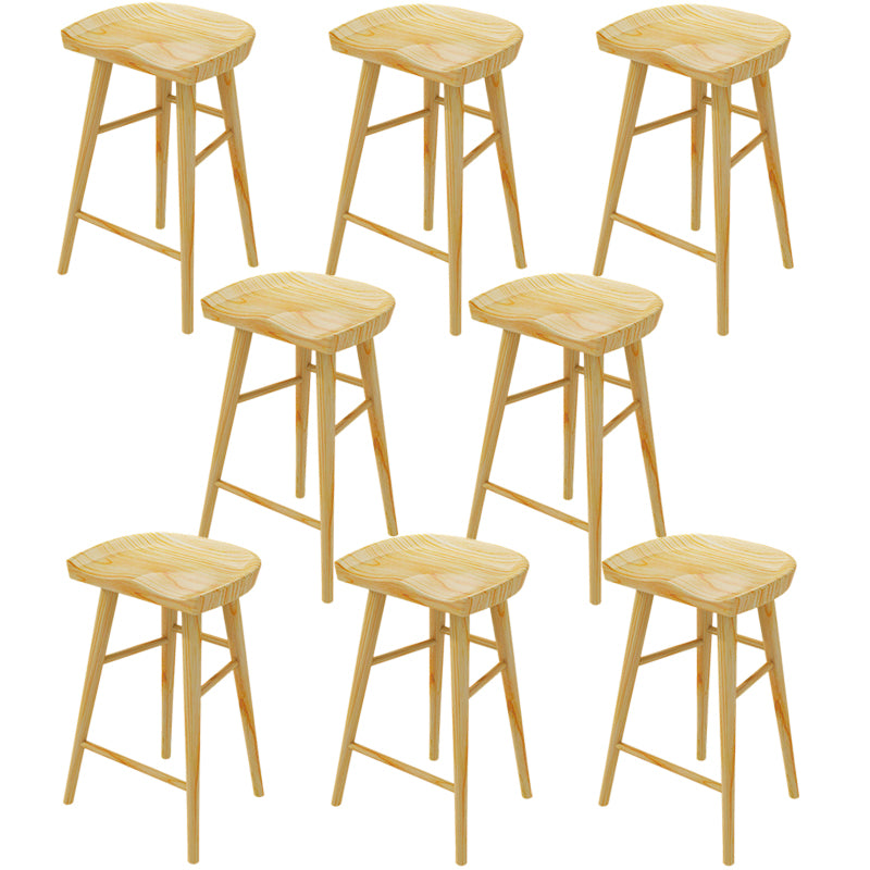Solid Wood Backless Bar Chair Modern Indoor Bar Stool with Wooden Legs