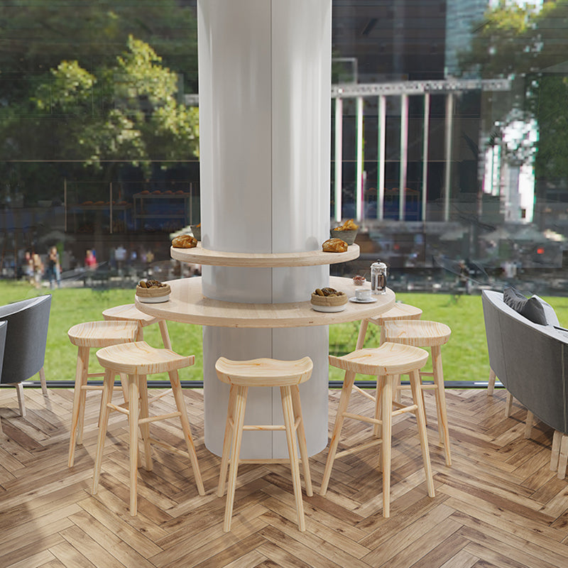 Solid Wood Backless Bar Chair Modern Indoor Bar Stool with Wooden Legs