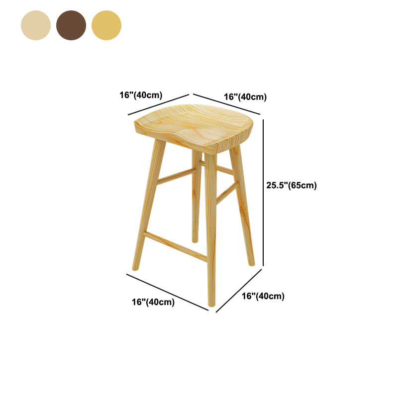 Solid Wood Backless Bar Chair Modern Indoor Bar Stool with Wooden Legs