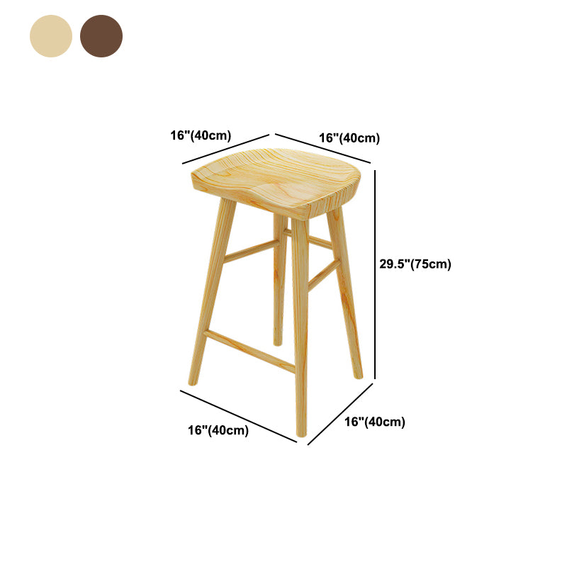 Solid Wood Backless Bar Chair Modern Indoor Bar Stool with Wooden Legs
