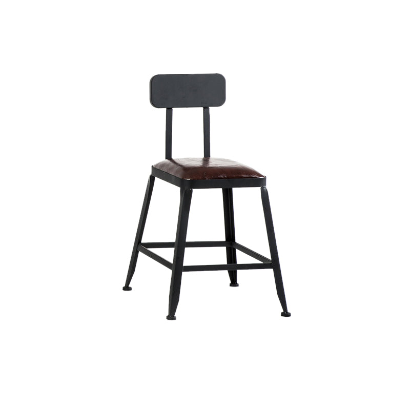Industrial Coffee Shop Footrest Barstool Black Upholstered Counter Stool