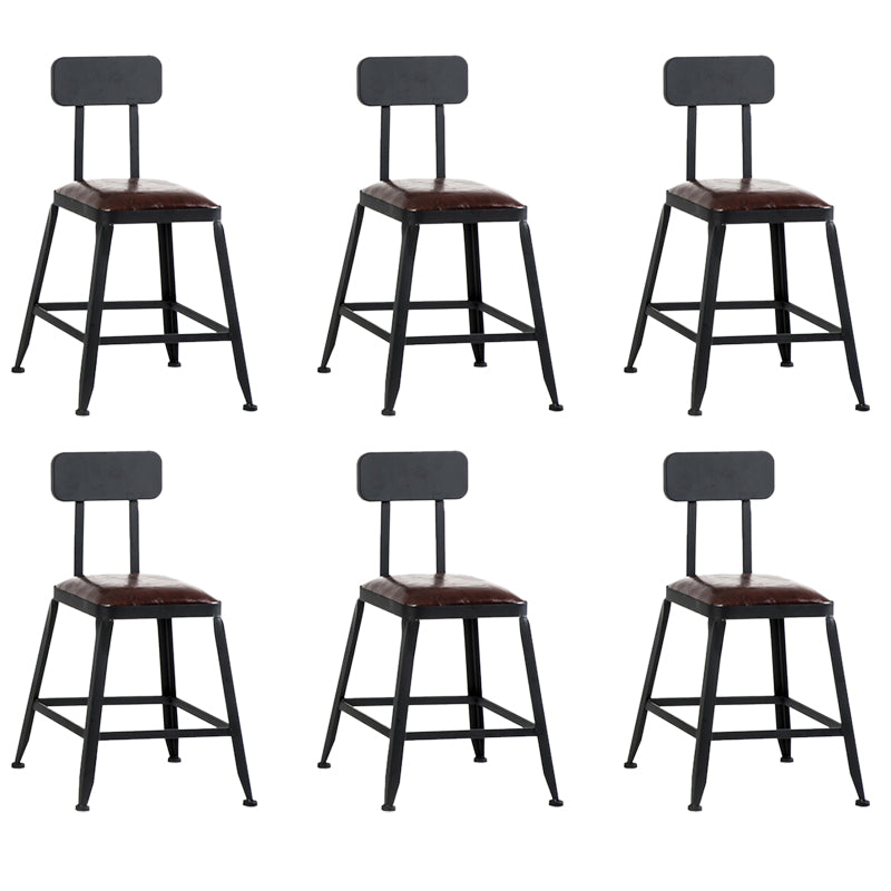 Industrial Coffee Shop Footrest Barstool Black Upholstered Counter Stool