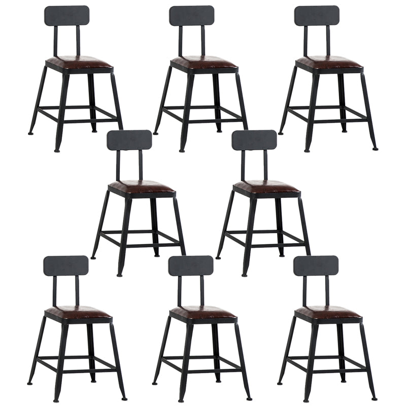 Industrial Coffee Shop Footrest Barstool Black Upholstered Counter Stool