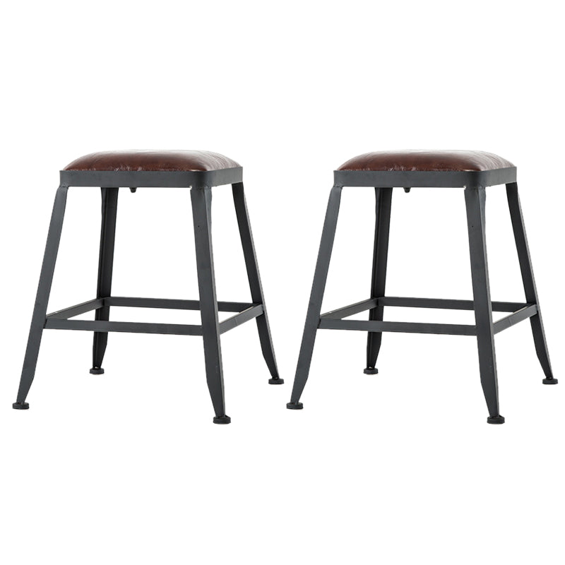Industrial Coffee Shop Footrest Barstool Black Upholstered Counter Stool