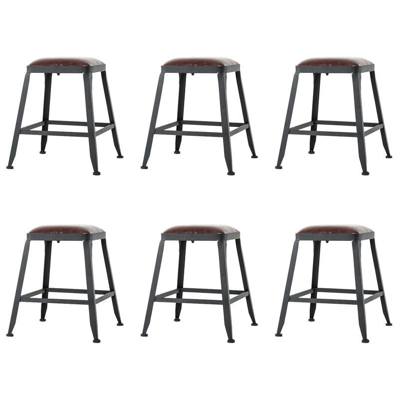 Industrial Coffee Shop Footrest Barstool Black Upholstered Counter Stool