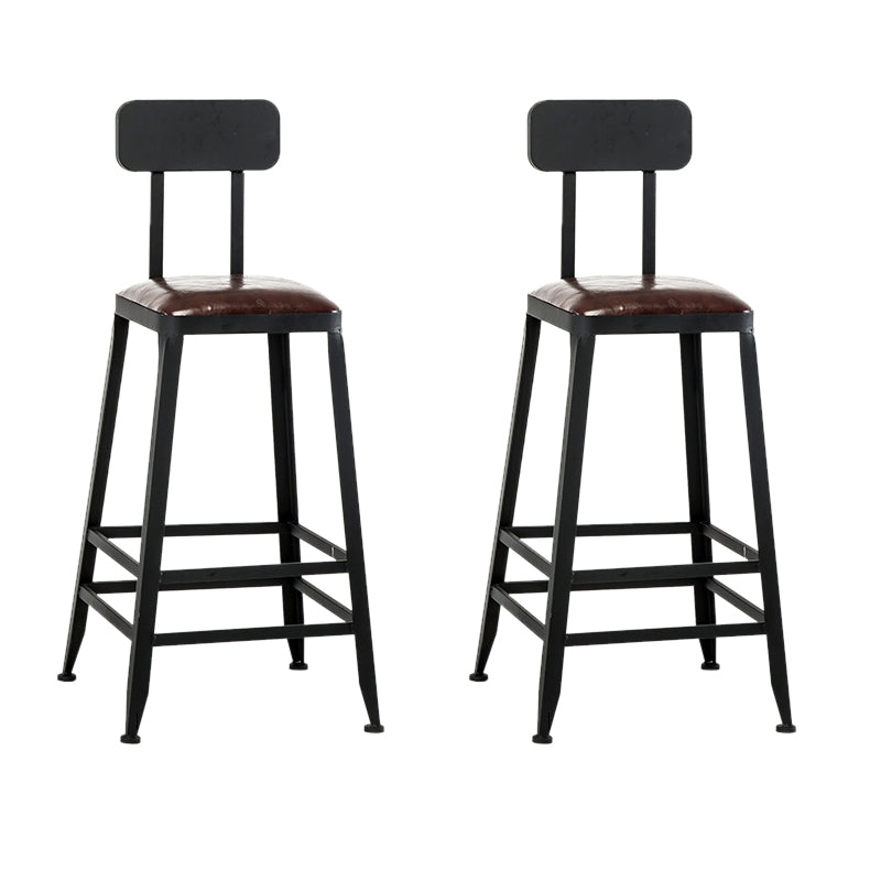Industrial Coffee Shop Footrest Barstool Black Upholstered Counter Stool