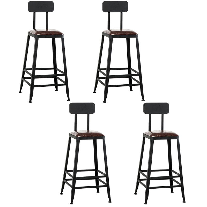 Industrial Coffee Shop Footrest Barstool Black Upholstered Counter Stool