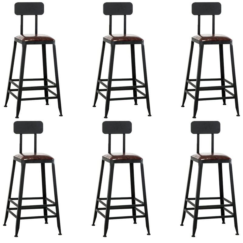 Industrial Coffee Shop Footrest Barstool Black Upholstered Counter Stool