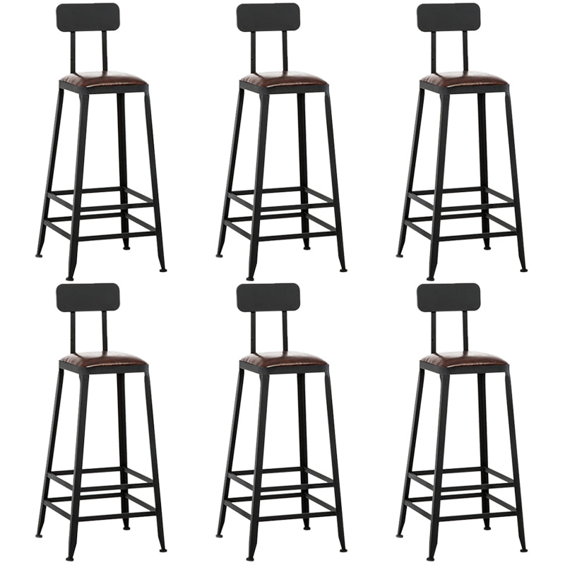Industrial Coffee Shop Footrest Barstool Black Upholstered Counter Stool