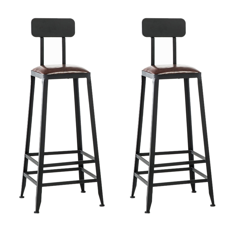 Industrial Coffee Shop Footrest Barstool Black Upholstered Counter Stool