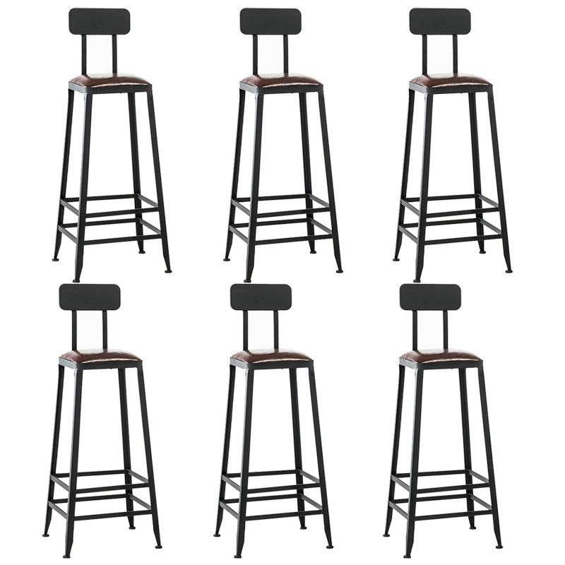 Industrial Coffee Shop Footrest Barstool Black Upholstered Counter Stool