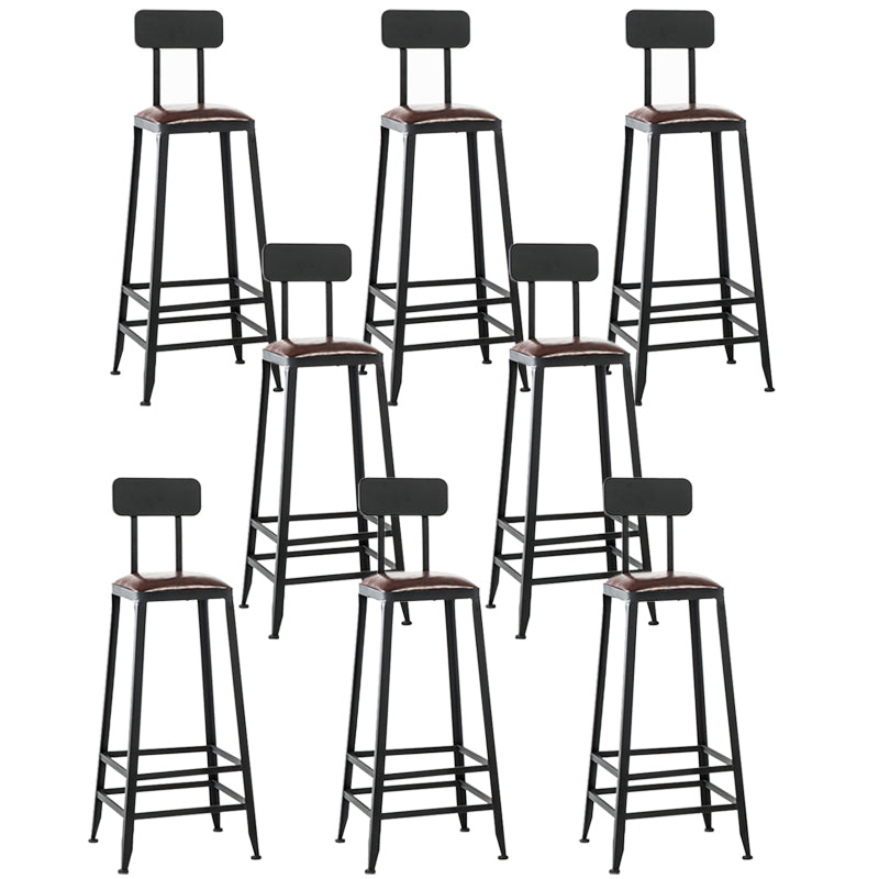 Industrial Coffee Shop Footrest Barstool Black Upholstered Counter Stool