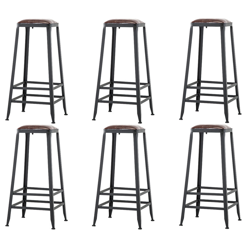 Industrial Coffee Shop Footrest Barstool Black Upholstered Counter Stool