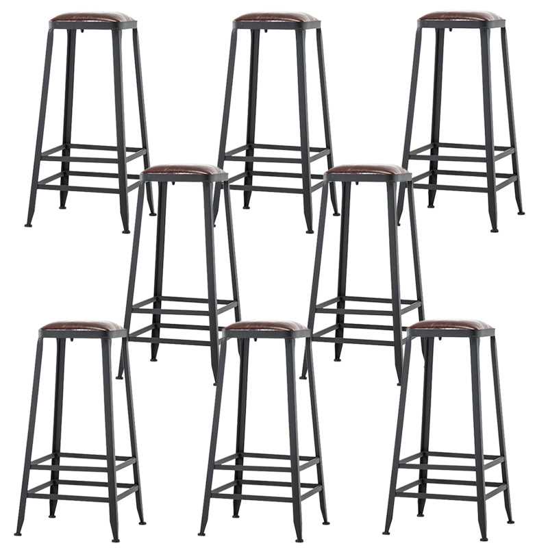 Industrial Coffee Shop Footrest Barstool Black Upholstered Counter Stool