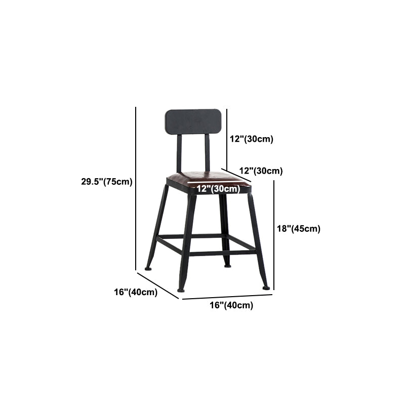 Industrial Coffee Shop Footrest Barstool Black Upholstered Counter Stool