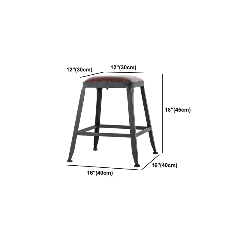 Industrial Coffee Shop Footrest Barstool Black Upholstered Counter Stool