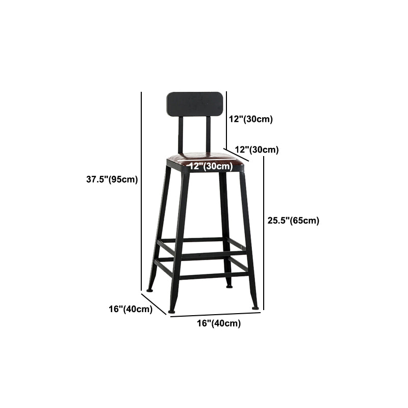 Industrial Coffee Shop Footrest Barstool Black Upholstered Counter Stool