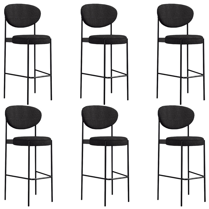 Industrial Upholstered Armless Bar Stool Round Seat Bar Chair with Metal Legs