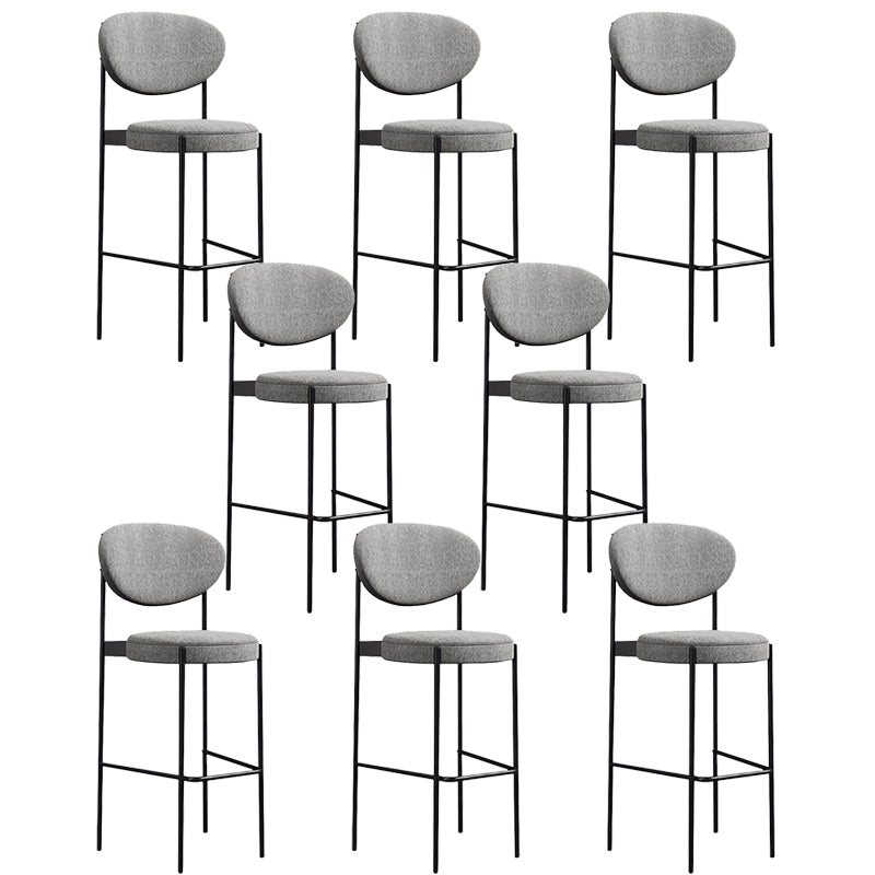 Industrial Upholstered Armless Bar Stool Round Seat Bar Chair with Metal Legs