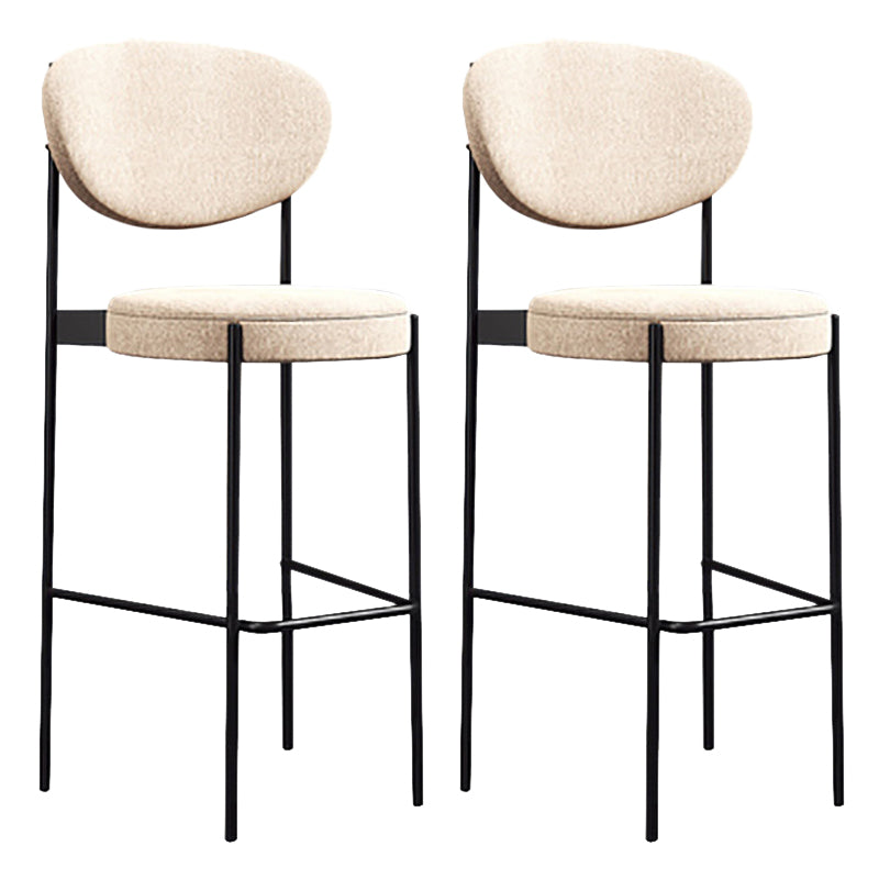 Industrial Upholstered Armless Bar Stool Round Seat Bar Chair with Metal Legs