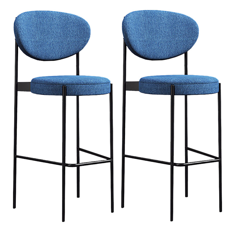 Industrial Upholstered Armless Bar Stool Round Seat Bar Chair with Metal Legs