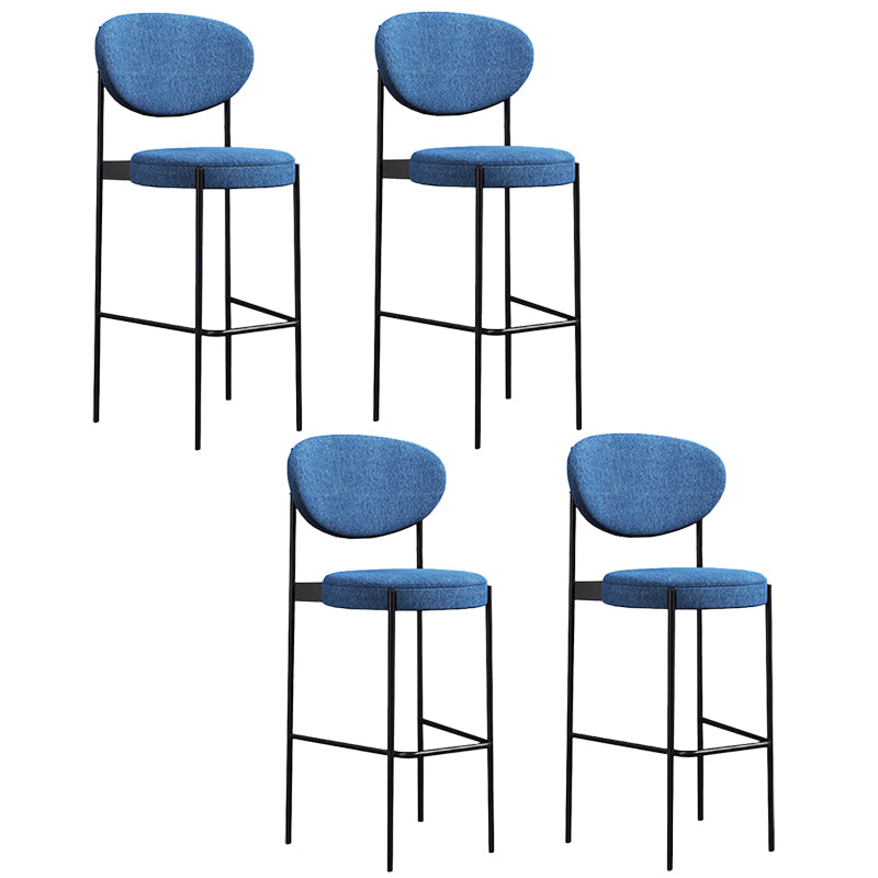 Industrial Upholstered Armless Bar Stool Round Seat Bar Chair with Metal Legs