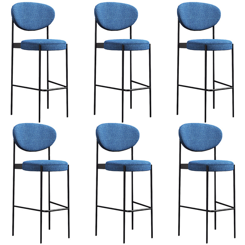 Industrial Upholstered Armless Bar Stool Round Seat Bar Chair with Metal Legs