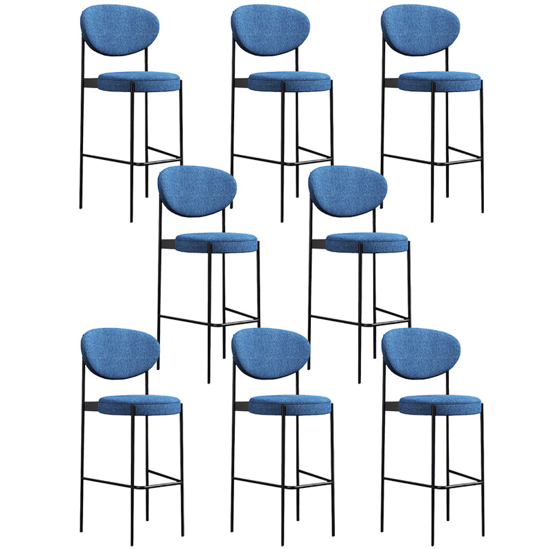 Industrial Upholstered Armless Bar Stool Round Seat Bar Chair with Metal Legs