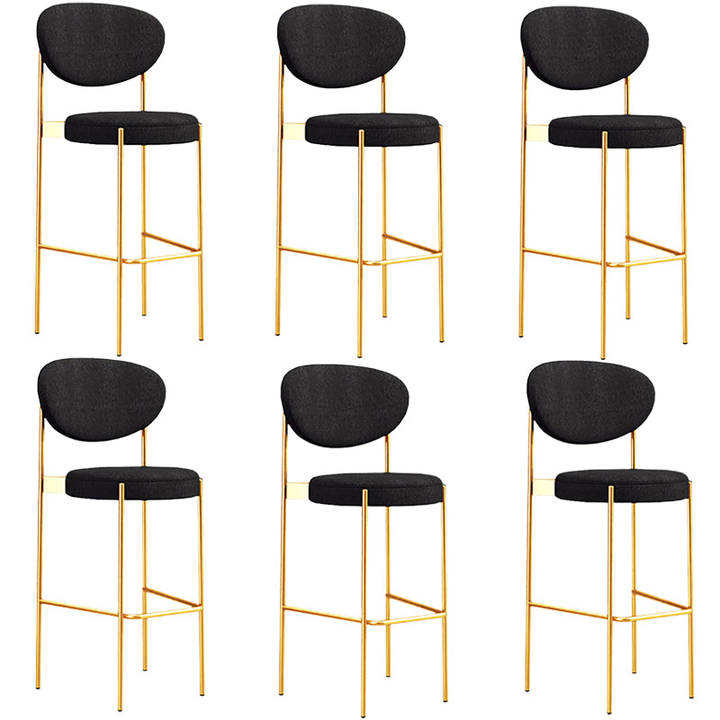 Industrial Upholstered Armless Bar Stool Round Seat Bar Chair with Metal Legs