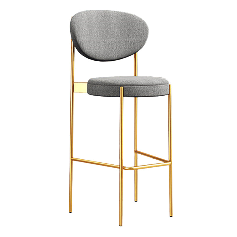 Industrial Upholstered Armless Bar Stool Round Seat Bar Chair with Metal Legs