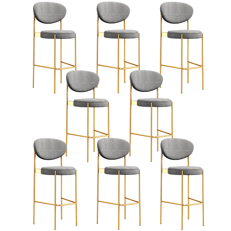 Industrial Upholstered Armless Bar Stool Round Seat Bar Chair with Metal Legs