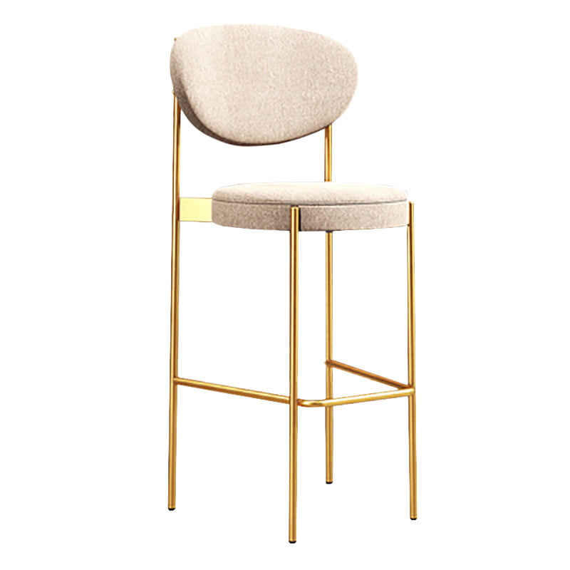 Industrial Upholstered Armless Bar Stool Round Seat Bar Chair with Metal Legs