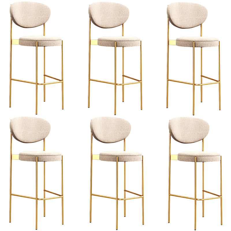 Industrial Upholstered Armless Bar Stool Round Seat Bar Chair with Metal Legs