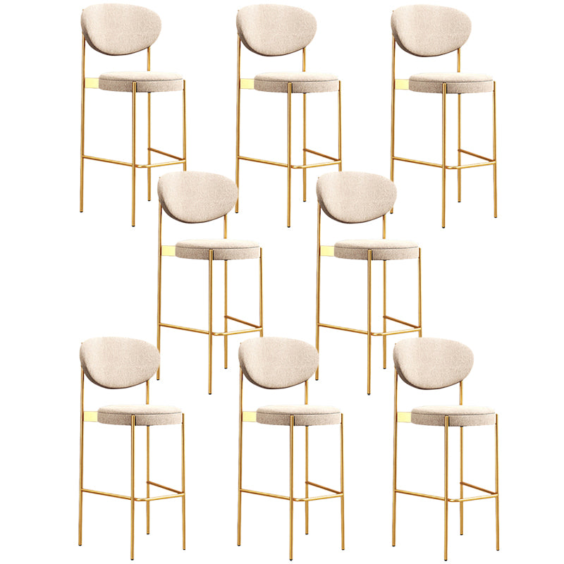 Industrial Upholstered Armless Bar Stool Round Seat Bar Chair with Metal Legs