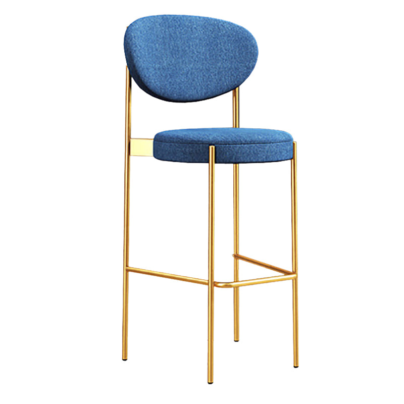 Industrial Upholstered Armless Bar Stool Round Seat Bar Chair with Metal Legs