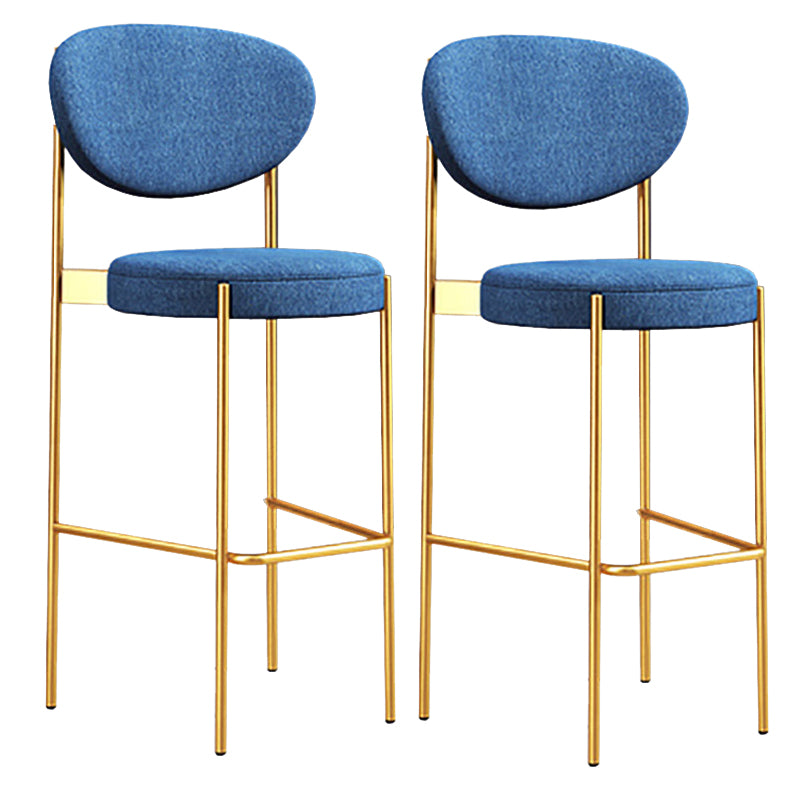 Industrial Upholstered Armless Bar Stool Round Seat Bar Chair with Metal Legs
