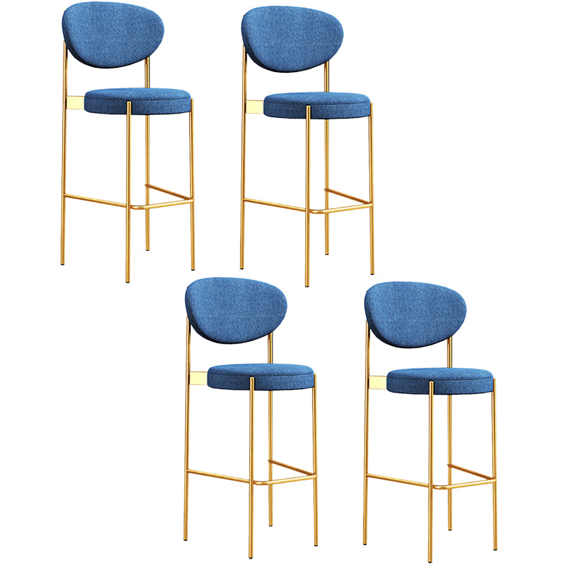 Industrial Upholstered Armless Bar Stool Round Seat Bar Chair with Metal Legs