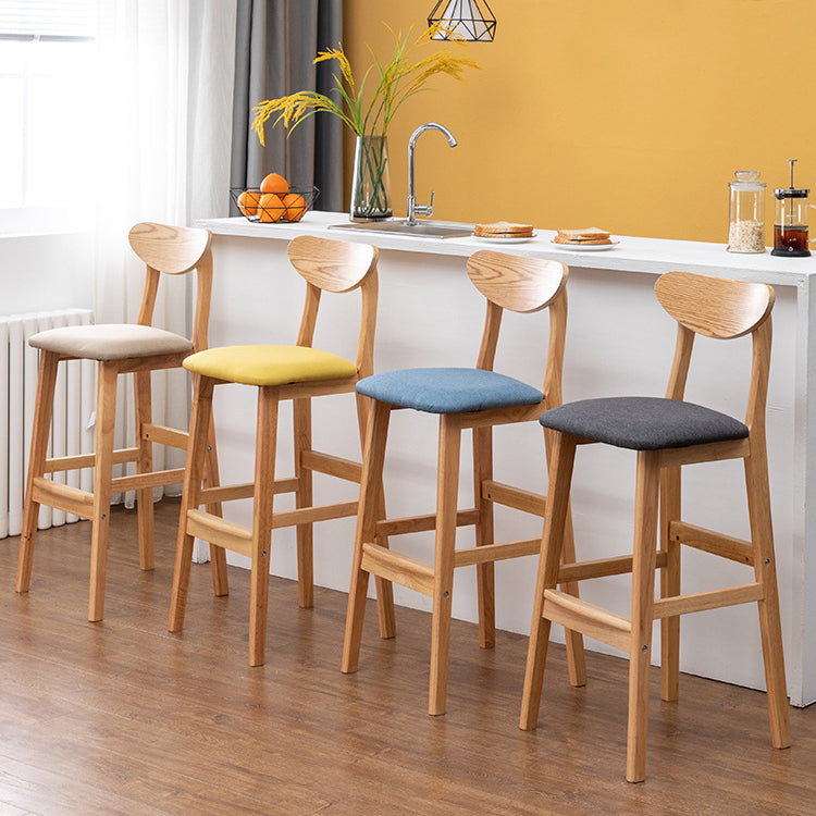 Scandinavian Wood Stool Rectangle Seat Upholstered Counter Stool