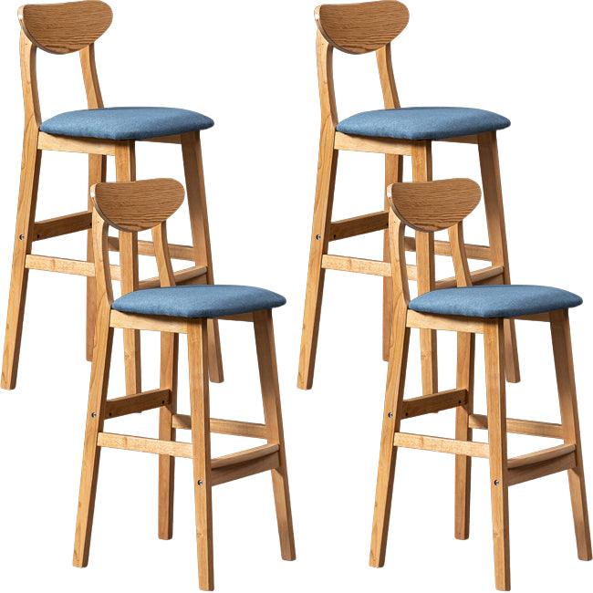 Scandinavian Wood Stool Rectangle Seat Upholstered Counter Stool