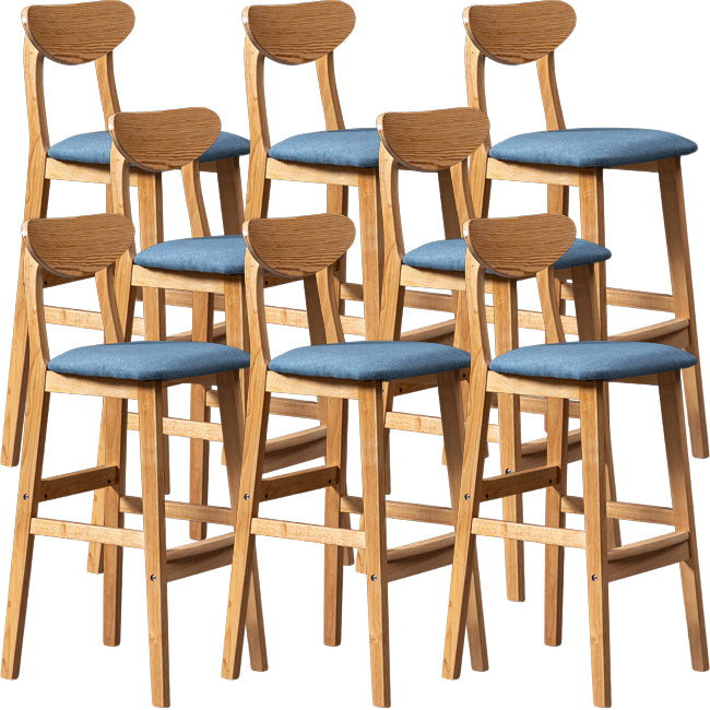 Scandinavian Wood Stool Rectangle Seat Upholstered Counter Stool