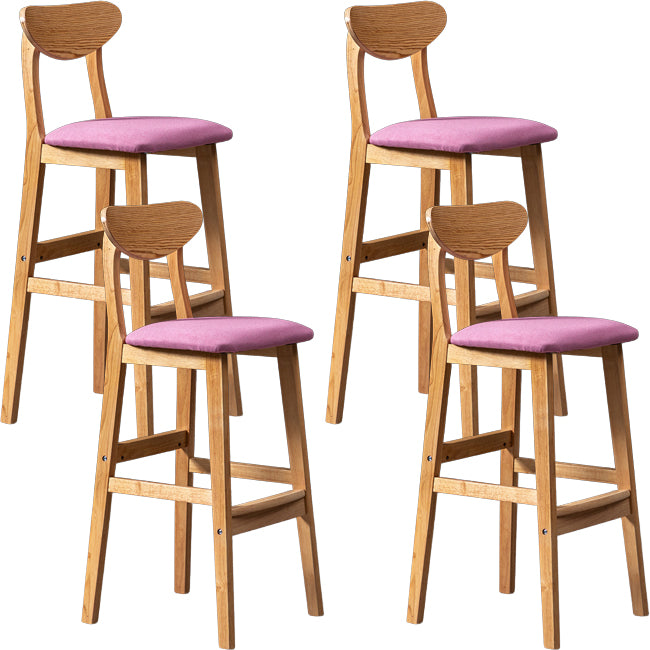 Scandinavian Wood Stool Rectangle Seat Upholstered Counter Stool